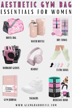 the contents of a gym bag for women with text that says, what is in it?