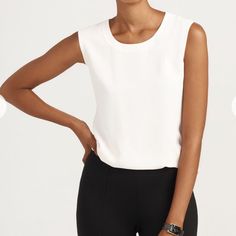 A Wardrobe Essential, This Scoop Neck Tank Is Perfect Anywhere, From Office Layering To Casual Weekends. Anne Klein’s Version Of A Seasonless White, “Anne White” Compliments A Variety Of Skin Tones Depicting A Soft Cream Hue. Elegant White Scoop Neck Tank Top, Elegant Scoop Neck Top For Everyday, Classic Scoop Neck Top For Workwear, Classic Scoop Neck Top For Work, Versatile White Tank Top For Work, Casual Scoop Neck Tank Top For Work, Elegant White Tops For Everyday, Elegant White Everyday Tops, Scoop Neck Tops For Workwear