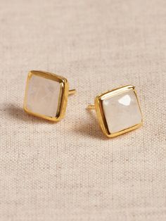 Aureus + Argent | Tiny Square Facet Stud Earrings | Banana Republic Jeweled Earrings, Semi Precious Gems, Moonstone Earrings, Women's Jewelry And Accessories, Gold Glass, Precious Gems, Jewelry Inspo, Faceted Gemstones, Glass Earrings