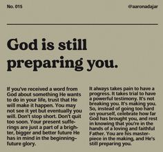 a newspaper article with the words god is still preparing you