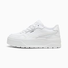 White Puma, Sneakers Puma, White Sneakers Women, Thick Heel, Puma Women, Leather Products, Women Men Shoes, Kids Sneakers, White Sneakers