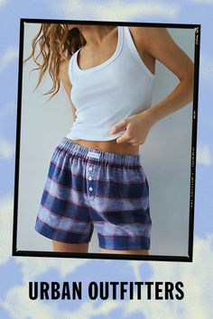 Effortless cool Out From Under boxer short in a super soft flannel. Features a mid-rise elasticated waistline, 3-button fly and patch at the front. Exclusively at Urban Outfitters. Features Out From Under flannel boxer short Lounge short Soft brushed flannel fabric Mid-rise elasticated waistline with patch at the front 3-button placket Relaxed fit Mini length Easy pull-on style UO exclusive Content + Care 100% Cotton Machine wash Imported Size + Fit Model in Black + White is 5’10" and wearing size Small Measurements taken from size Small Waist: 27" Inseam: 3.5" | Out From Under Flannel Boxer Short in Blue, Women's at Urban Outfitters Lounge Shorts, Flannel Fabric, Boxer Shorts, Soft Flannel, Small Waist, Jeans For Sale, Button Placket, Women's Intimates, Womens Bottoms