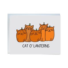 a card with five cats sitting on top of each other and the words cat o'lantern