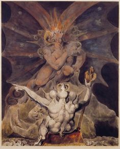 an image of a painting with angels and demons