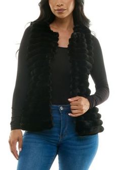 Stripe Faux Fur Vest | Nina Leonard Women's Stripe Faux Fur Vest, Black, Large Holiday Party Fashion, Faux Fur Vest Black, Faux Fur Vest, Faux Fur Vests, Outerwear Vest, Blazer Vest, Fur Vest, Party Fashion, Womens Vest