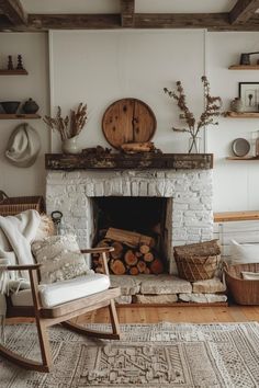 a living room filled with furniture and a fire place