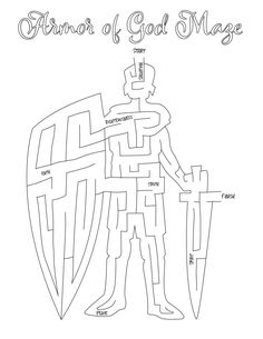 the armor of god maze is shown in black and white, with an image of a man