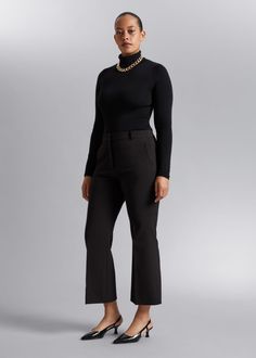 High-waist trousers featuring a kick-flare, angle-length silhouette. Finished with press creases.Zip fly with button closureSlanted side pocketsWelt back pocketsLength of inseam: 69.5cm / 27.4" (EU 36 / UK 8 / US 4) Kick Flares, Flare Trousers, Fashion Story, High Waisted Trousers, Straight Leg Pants, High Waisted Pants, Leg Pants, Access Denied, Personal Style