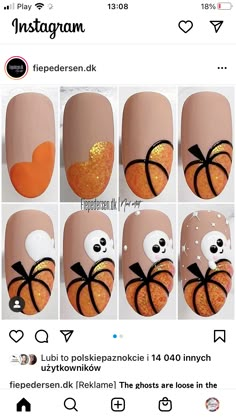 Cute Gel Nails For Halloween, How To Draw Pumpkin On Nails, Mail Designs For Beginners, Holloween Nails 2022 Simple, Easy Diy Halloween Nail Designs, Halloween Nails Designs Easy, Gel Nails Halloween Design, Natalie Mugridge Nail Artist, Halloween Nail Art Simple