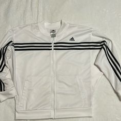 Nwot. White Adidas Light Weight Zip Up Jacket. Junior Size Xl/ 16 Red Adidas Jacket, Black Adidas Jacket, Adidas Originals Jacket, Jacket Adidas, Adidas Track Suit, Adidas Zip Up, Adidas Windbreaker, Adidas Track Jacket, Adidas Girl