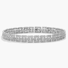 Delicate diamonds shimmer from each link of this mesmerizing bracelet. It is artfully crafted from cooly lustrous 14k white gold for a look of timeless luxury. Timeless Luxury, Blue Nile, Link Bracelets, Panther, Diamonds, White Gold, Bracelet, Gold, White