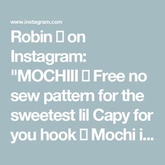 the text robin on instagram mochill free no sew pattern for the sweetest lil capy for you hook