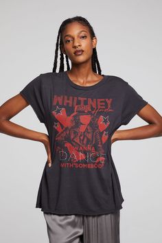 Whitney Houston I Wanna Dance With Somebody Tee WOMENS chaserbrand Whitney Houston I Wanna Dance, Dance Tee, Black Licorice, Uh Huh, Cami Nyc, Whitney Houston, Cute Jeans, Trina Turk, Jersey Tee