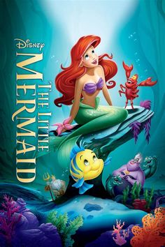 the little mermaid movie poster with ariel and flounds