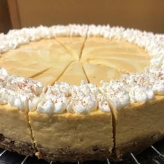 a pie sitting on top of a cooling rack