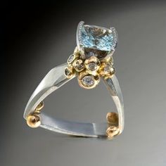 14k Gold Vermeil Aquamarine Handcrafted Engagement Rings Contemporary, Stone Wedding Rings, Color Engagement Ring, Ring Bride, Classical Sculpture, Big Ring, Triangle Ring, Gold Triangle, Stone Wedding