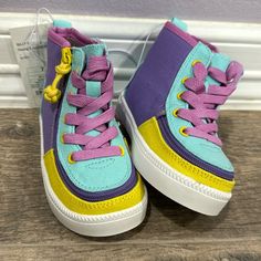 High Top Full Zipper Nwt Trendy Multicolor Non-slip Sneakers, Playful Spring Sneakers For Playtime, Multicolor Sneakers For Spring Playtime, Casual Non-slip Sneakers For Play, Multicolor Sneakers For School In Spring, Casual Sneakers For Spring Playtime, Casual Spring Sneakers For Playtime, Cute Multicolor Sneakers For School, Cute Yellow Sneakers For Spring