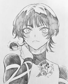 a pencil drawing of an anime character