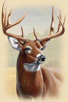 a painting of a deer with antlers on it's head