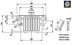 a drawing of the front end of a jeep