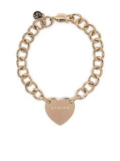 gold-tone 9kt yellow gold chain-link detailing heart pendant engraved detail clasp fastening Stolen Girlfriends Club, Cold Heart, Yellow Gold Chain, Bracelet Gold, Heart Bracelet, Womens Jewelry Bracelets, Gold Chain, Heart Pendant, Chain Link