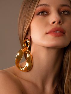 Minimal in form yet nothing short of maximal in impact, these hoops are sure to make a serious statement. Handcrafted in 22k gold plated bronze. Jewelry Mood Board, Gold Statement Jewelry, Pebble Ring, Big Statement Earrings, Classy Earrings, Earrings Hoops, Gold Statement Earrings, Jewellery Earrings, Earrings Inspiration