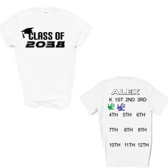 Class of 2038 K-12 Hand print Tee Personalized These are made with high quality htv so no cracking or tearing of the design. SIZING & FIT: Unisex Tee Features 5.3 oz., 100% preshrunk cotton Ash Grey is 99% cotton, 1% polyester Antique (Cherry Red, Jade Dome, Irish Green, Sapphire, Orange) and Sport Grey are 90% cotton, 10% polyester All heather colors as well as Sunset, Safety Pink, Russet, Neon (Green, Blue), Midnight, Lilac, Blackberry, Tweed, Safety Green, S. Orange are 50% cotton, 50% polyester Safety Green is compliant with ANSI / ISEA 107 high visibility standards Double-needle sleeve and bottom hems Taped neck and shoulders Classic midweight fabric Classic fit tubular body 7/8" collar Classic fit Tear-away label RETURNS: * Because these shirts are made to order, I do not accept retu Red Jade, Kids Hands, Green Sapphire, Print Tee, Hand Print, Ash Grey, Cherry Red, Neon Green, Printed Tees