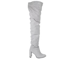 Made of suede leather ; Crafted from luxe suede Style: Over-the-Knee; Boot Shaft Height: Thigh-High Measurements: Heel 4; Shaft: 25; Width: Medium (B, M) Come With Box Made in Spain Suede Style, Suede Fashion, Knee Boot, Thigh High, Over The Knee Boots, Thigh Highs, Over The Knee, Stuart Weitzman, Light Gray