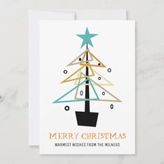 a card with a christmas tree on it