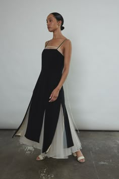 Dress Inspo Wedding Guest, Elevated Everyday Style, Simple Black Wedding Dress, Orchestra Dress, Black Slip Dress Outfit, Covered Clothes, Camille Dress, Black Slip Dress, Resort Dresses