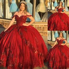 Princess Quinceanera Dresses Sweet 16 Beaded Red 3D Flower Party Prom Ball Gowns Royal Blue Quinceanera Dresses, Burgundy Quinceanera Dresses, Royal Blue Quinceanera, Red Quince, Quinceñera Dresses, Red Quinceanera Dresses, Quinceanera Dresses Blue, Pretty Quinceanera Dresses, Quince Dress