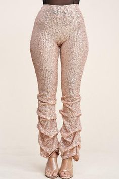 High waisted sequins stacked pants Sequins Pants, Stacked Pants, Sequin Pant, Sequin Pants, Leg Warmers, Monster High, Rose Gold, High Waisted, Fashion Outfits