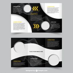 two black and white brochure templates with circles