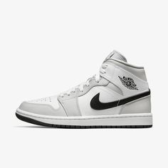 (Women's) Air Jordan 1 Mid 'Light Smoke Grey' (2021) BQ6472-015 - SOLE SERIOUSS (1) Air Jordan 1 Grey, Gray And White Jordans, Air Jordan 1 Mid Grey, Jordan 1 Grey, Jordan 1 Mid Women, Nike Air Jordan Mid, Jordan Mid, Black High Top Sneakers, Jordan Grey