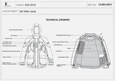 the technical drawing for an all - in - one jacket