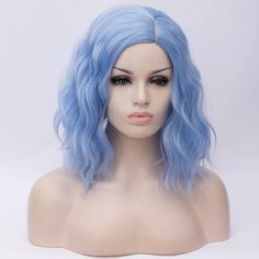 Best Price Guarantee! FREE wig cap with every wig purchase, SAVE $15. FREE Australia Wide Standard delivery, SAVE at least $10. Materials: Premium heat resistant synthetic fiber, can be styled by heat up to 160 o C Wig cap: Average cap size which comes with adjustable strap Melbourne based wig store and offers next business day fast dispatch service for all online orders. I LOVE WIGS enhance you look no matter what the occasion with our hand made amazing wig!  Here at I LOVE WIGS You will find t Short Bob Wavy, Bob Wavy, Short Wavy Bob, Anime Wigs, Women Cosplay, Curly Bob Wigs, Blue Wig, Short Curly Bob, Wigs For Sale