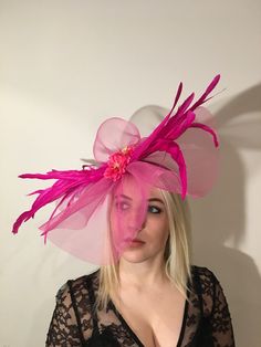 Multi color Fascinator- Large Brim- Breeders Cup- Wedding Fascinator- Cocktail Hat - Kentucky Derby- Horse Races Hello, Have fun walking into your next party/event wearing this big bright stunning fascinator. It will definitely be a head turner! This feather fascinator is about 20 inches round. It has feathers scattered It is center....it's attached to a skinny adjustable headband that is wrapped in satin and is very comfortable. ------------------------------------------------- I ship US Postal Fitted Wedding Fascinator For Carnival, Fitted Headpieces For Kentucky Derby And Parties, Wedding Carnival Fascinator, Fitted Summer Party Costume Hats And Headpieces, Fitted Costume Hats For Summer Parties, Fitted Fascinator For Royal Ascot Party, Adjustable Royal Ascot Costume Hats For Party, Fitted Costume Hats And Headpieces For Spring Party, Fitted Top Hat For Summer Party