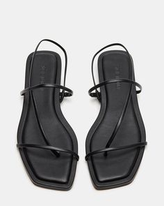 LYNLEY Black Strappy Square Toe Sandal | Women's Sandals – Steve Madden Steve Madden Sandals Outfit, Steve Madden Flats, Steve Madden Store, Shoe Wishlist, Square Toe Sandals, Classy Shoes, Sandals Outfit, Leather Socks, 5 Inch Heels