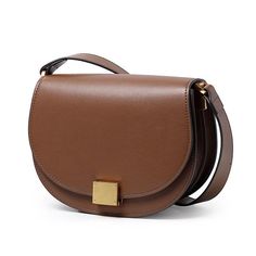 Cowhide Wide Shoulder Strap Saddle Bag Single Shoulder Diagonal Semicircle Bag - Trendha European Women, Caramel Color, Saddle Bag, Dress Size Chart, Leather Material, Bag Pattern, Cut And Style, Leather Fashion, Saddle Bags