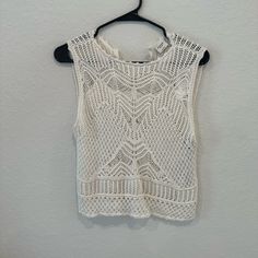 Very Cute! Just Too Small For Me Beige Cotton Tank Top With Lace Trim, Forever 21 Cotton Stretch Tank Top, Crochet Tank Top, Crochet Tank, Abercrombie Fitch, Tank Top, Womens Tops, Tank Tops, Crochet