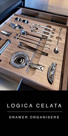 the drawer is full of different tools and utensils