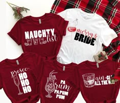 three t - shirts with wine glasses on them and the words, naught pride