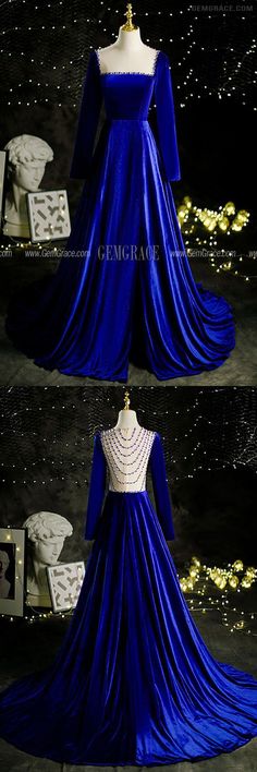 10% off now|Free shipping world-wide. Royal Blue Long Velvet Evening Dress Backless with Beadings at GemGrace. Click to learn our pro custom-made service for wedding dress, formal dress. View #EveningDresses for more ideas. Blue Rhinestone Pageant Dress, Royal Blue Embellished Long Sleeve Dress, Embellished Royal Blue Long Sleeve Dress, Elegant Blue Evening Dress For Pageant, Long Sleeve Embellished Royal Blue Dress, Velvet Evening Dress, Gorgeous Prom Dresses, Backless Evening Dress, Velvet Gown