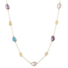 The captivating colors of our favorite gemstones come to life in 14k yellow gold with this necklace from our Toscano Collection. Garnet, amethyst, aquamarine and blue topaz gemstones in bezel settings shine with depth and detail against classically beautiful yellow gold. It’s the perfect piece to add a pop of high fashion fun. Designed and crafted in Italy, our gemstone necklace is made to wear and love for a lifetime. Aquamarine Colour, Quartz Colors, Amethyst Color, Pink Gemstones, Gold Collection, Topaz Gemstone, Metal Necklaces, Cleaning Jewelry, Gemstone Necklace