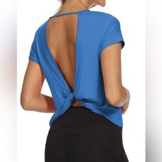 Questions Or Offers Leave Them Down Below New With Tags Blue Workout Top With Open Back And Loose Comfortable Fit. Breathable, Soft Fabric In Bright Blue Color Full Coverage 95% Modal 5% Spandex Machine Washable Blue V-neck Yoga Top, Blue V-neck Top For Yoga, Blue Short Sleeve Yoga Top, Blue Short Sleeve Top For Yoga, Versatile Sports Tops In Blue, Casual Blue Top For Yoga, Spring Blue Yoga Tops, Open Back Workout Top, Gym T Shirts