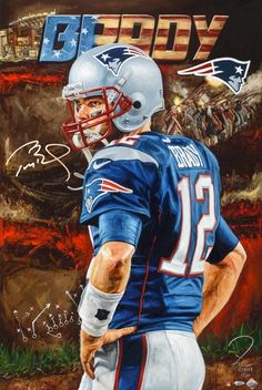 an autographed photo of tom brady from the new england football team