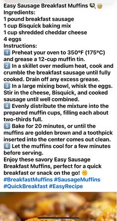 the recipe for baked breakfast muffins is shown