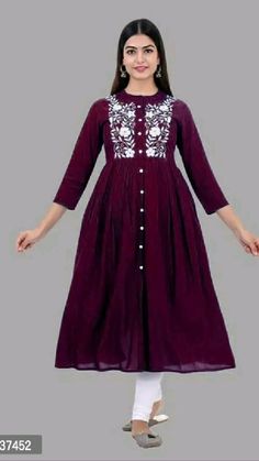 *Rayon Embroidery Anarkali Kurti*   *Size*:  • S(Bust - 36.0 inches)  • M(Bust - 38.0 inches)  • L(Bust - 40.0 inches)  • XL(Bust - 42.0 inches)  • 2XL(Bust - 44.0 inches)  • 3XL(Bust - 46.0 inches)   *Fabric*: Rayon   *Pack Of*: Single   *Type*: Stitched   *Style*: Embroidered   *Design Type*: Anarkali   *Sleeve Length*: 3/4 Sleeve   *Occasion*: Festive   *Kurta Length*: Ankle Length   *COD Available*  *Free and Easy Returns**:  Within 7 days of delivery. No questions asked  Hi, sharing this amazing product with you.😍😍 If you want to buy this product, message me Kurti Straight, Embroidery Anarkali, Anarkali Kurtis, A Line Kurti, Frock Fashion, Anarkali Kurti, Body Suit Tattoo, Punjabi Salwar Suits, Clothes Collection