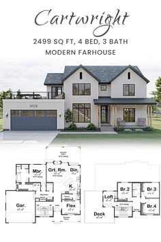 the floor plan for this modern farmhouse house