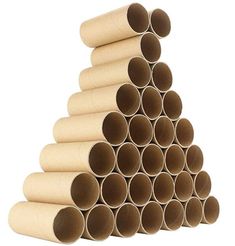 several rolls of toilet paper stacked on top of each other in the shape of a pyramid